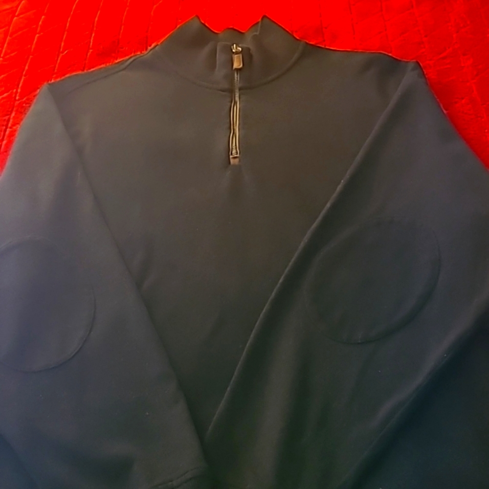 DILLARD'S CREMIEUX BLACK HALF ZIP COTTON SWEATER SIZE L